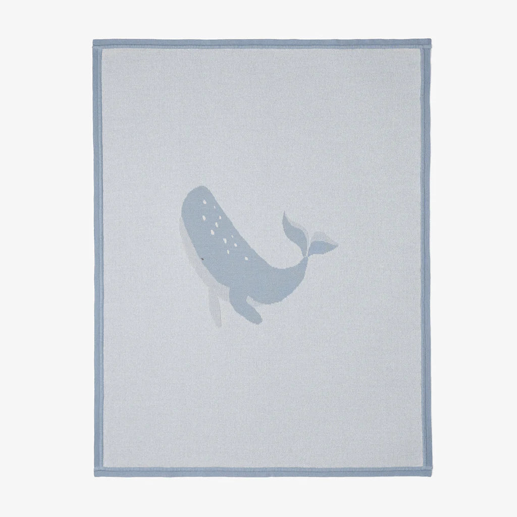 Whale Cotton Knit Blanket by Elegant Baby – Stitching Around Collections