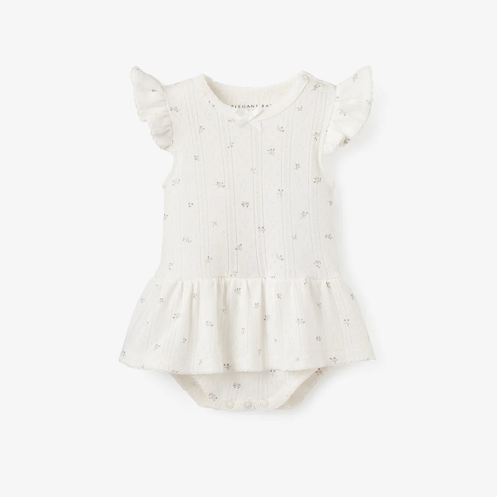 Baby Bubble Romper Floral Ruffle by Elegant Baby