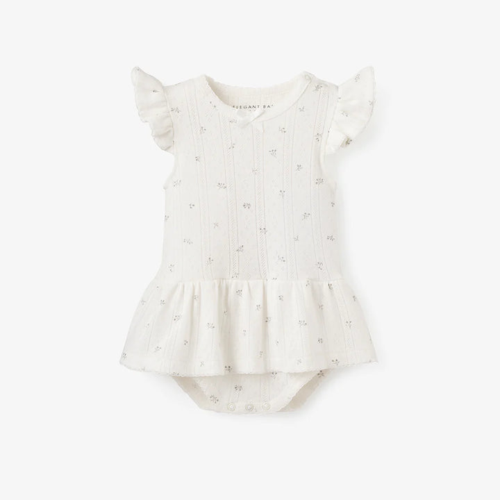 Baby Bubble Romper Floral Ruffle by Elegant Baby