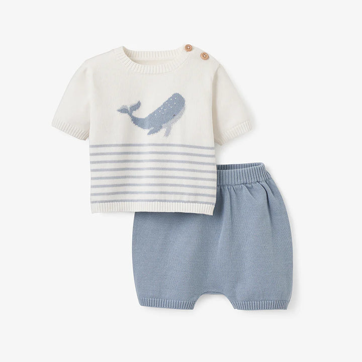 Baby Boy 2-Piece Knit Set Whale Striped Design by Elegant Baby