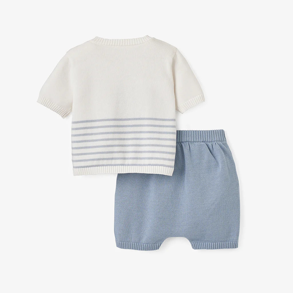 Baby Boy 2-Piece Knit Set Whale Striped Design by Elegant Baby