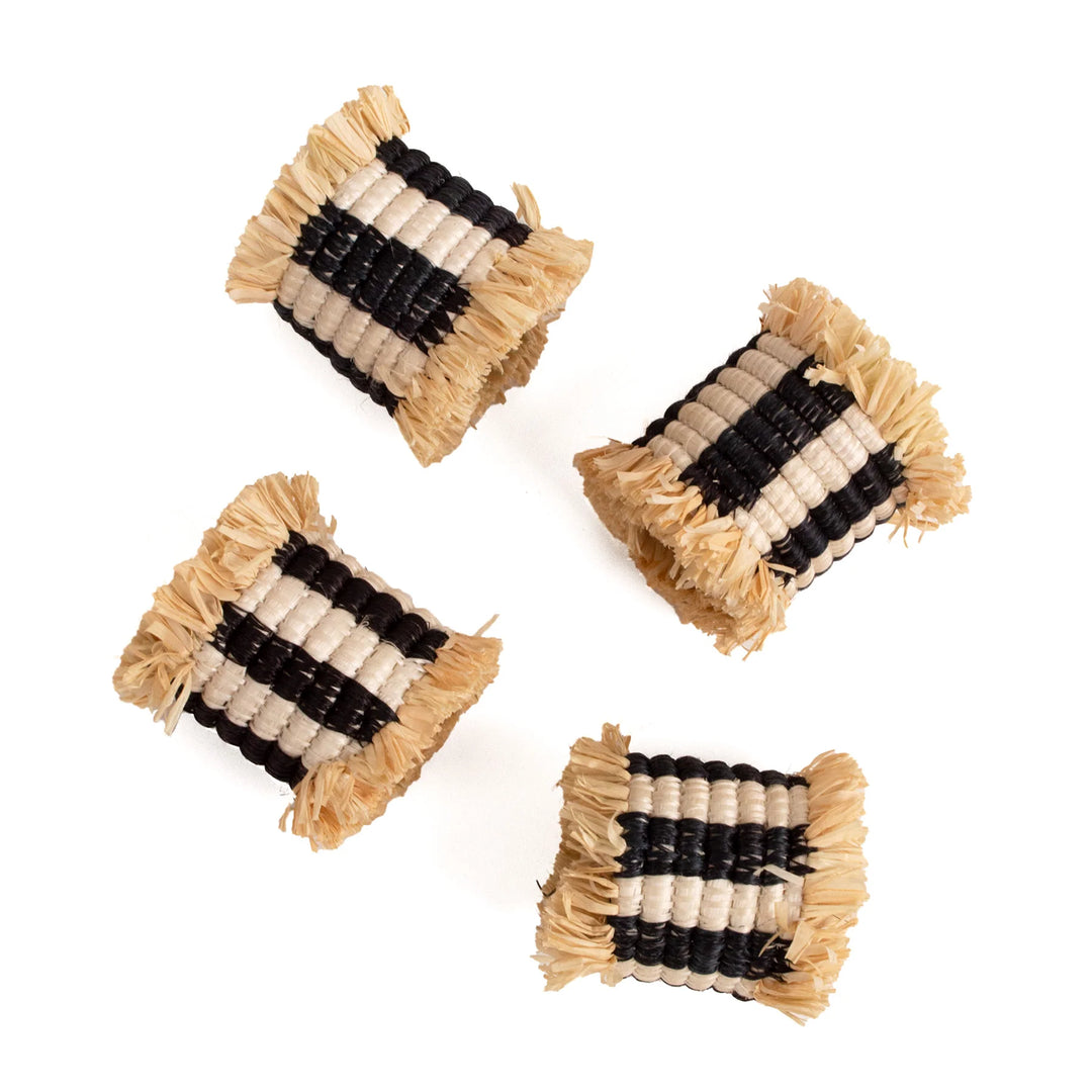 Modern Minimalist Napkin Rings - Natural Fringe (Set of 4) by Kazi