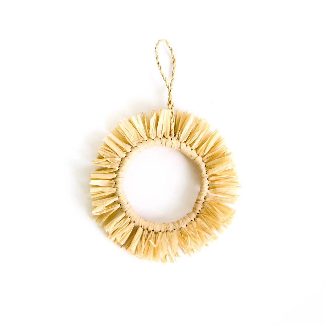 Natural Fringed Hoop Ornament by Kazi