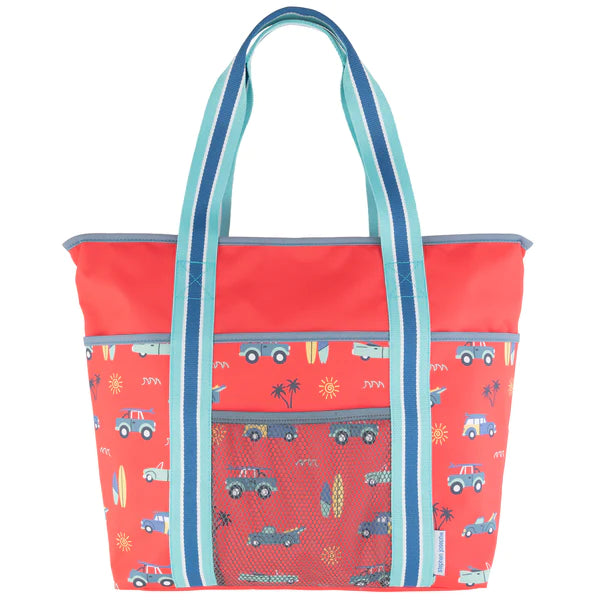 Printed Beach Tote Red Surfs Up by Stephan Joseph