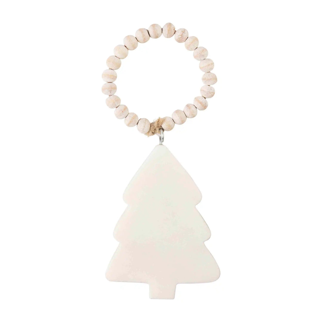 White Marble Tree Ornament by Mud Pie