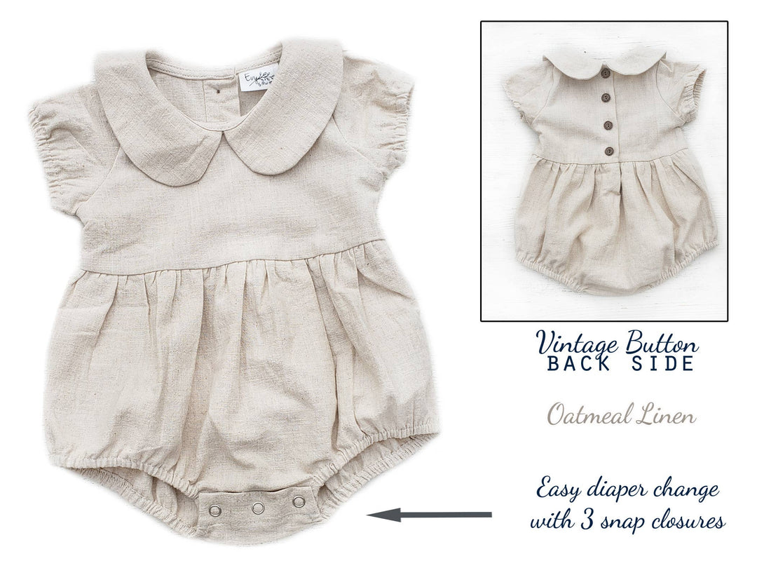 Baby Girl Linen Romper Short sleeve Jumper Outfit