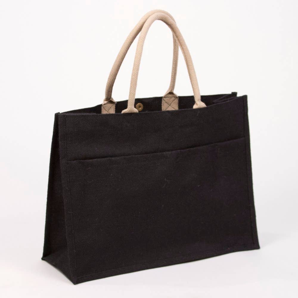 Jute Pocket Tote Black by The Royal Standard
