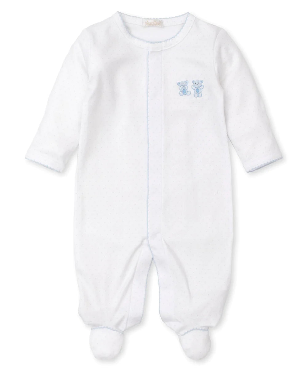 Kissy Kissy Bear Hugs Dotted Footie Blue