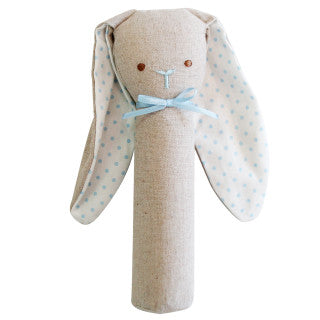 Alimrose, bunny rattle & squeak linen blue