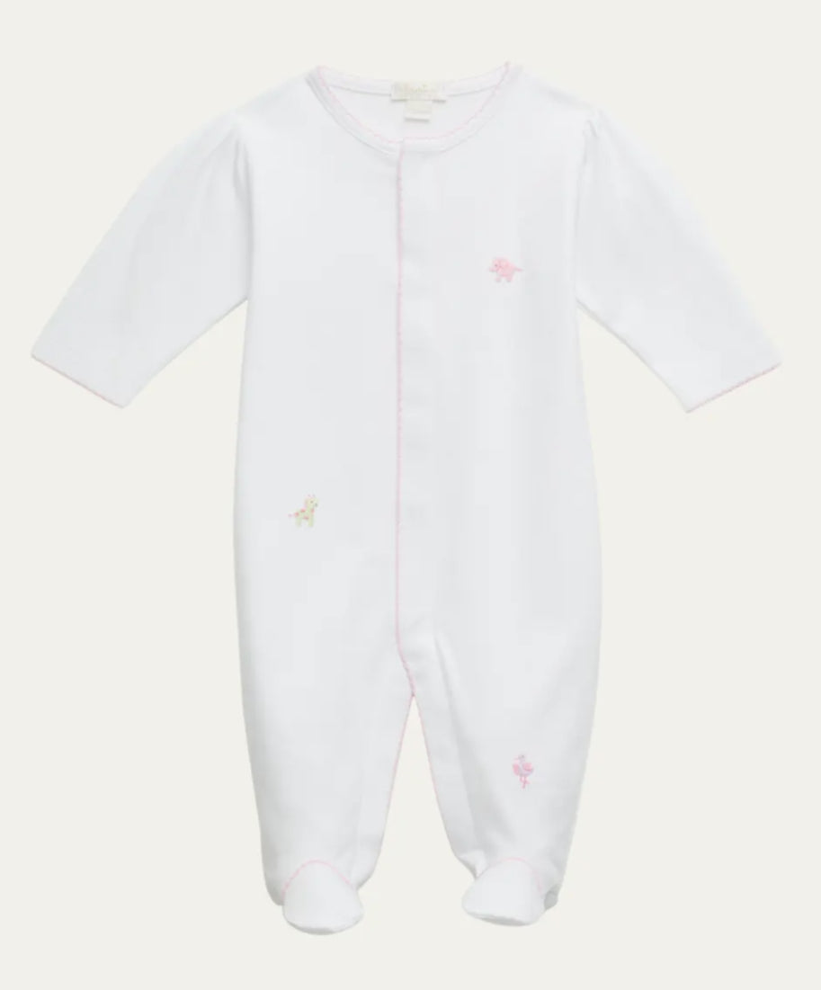 Kissy Kissy Kid's Jungle Jury Embroidered Footie Pink Trim