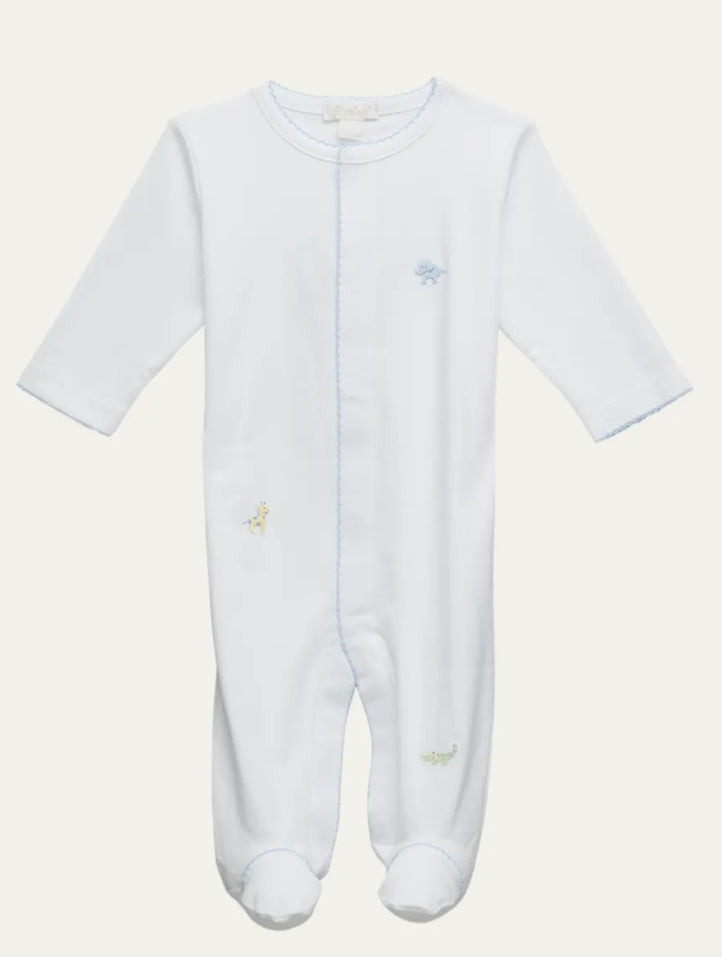 Kissy Kissy Jungle Jury Embroidered Footie Blue Trim