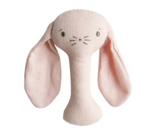 Alimrose, Bobby Bunny Stick Rattle Pink Linen