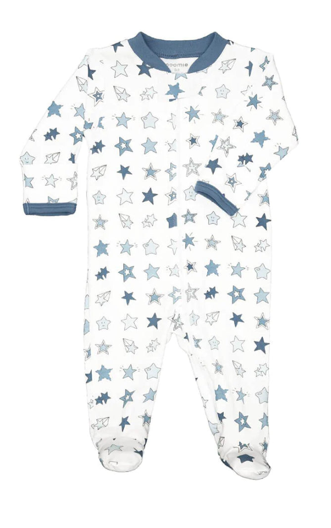 Noomie Zipper Footie Denim Stars