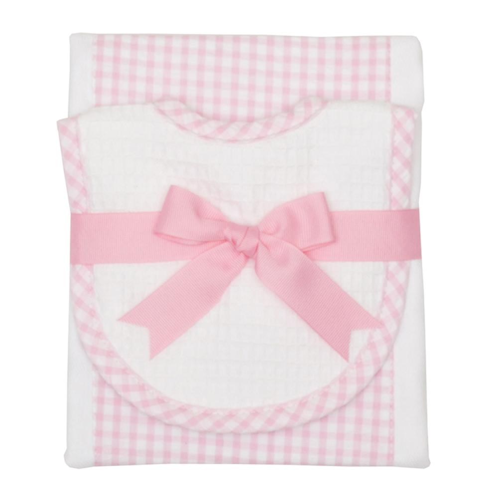 Baby Girl Bib & Burp Set - Pink Jacquard Bows main image 0