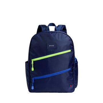 STATE Kane Double Pocket Large Backpack Navy Diagonal Zipper