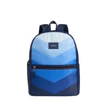 STATE Kane Double Pocket Large Backpack Blue Chevron