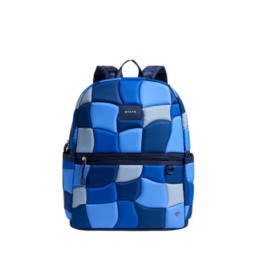 STATE Kane Double Pocket Large Backpack Blue Puffer Check