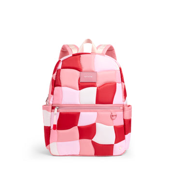 STATE Kane Double Pocket Large Backpack Pink Puffer Check