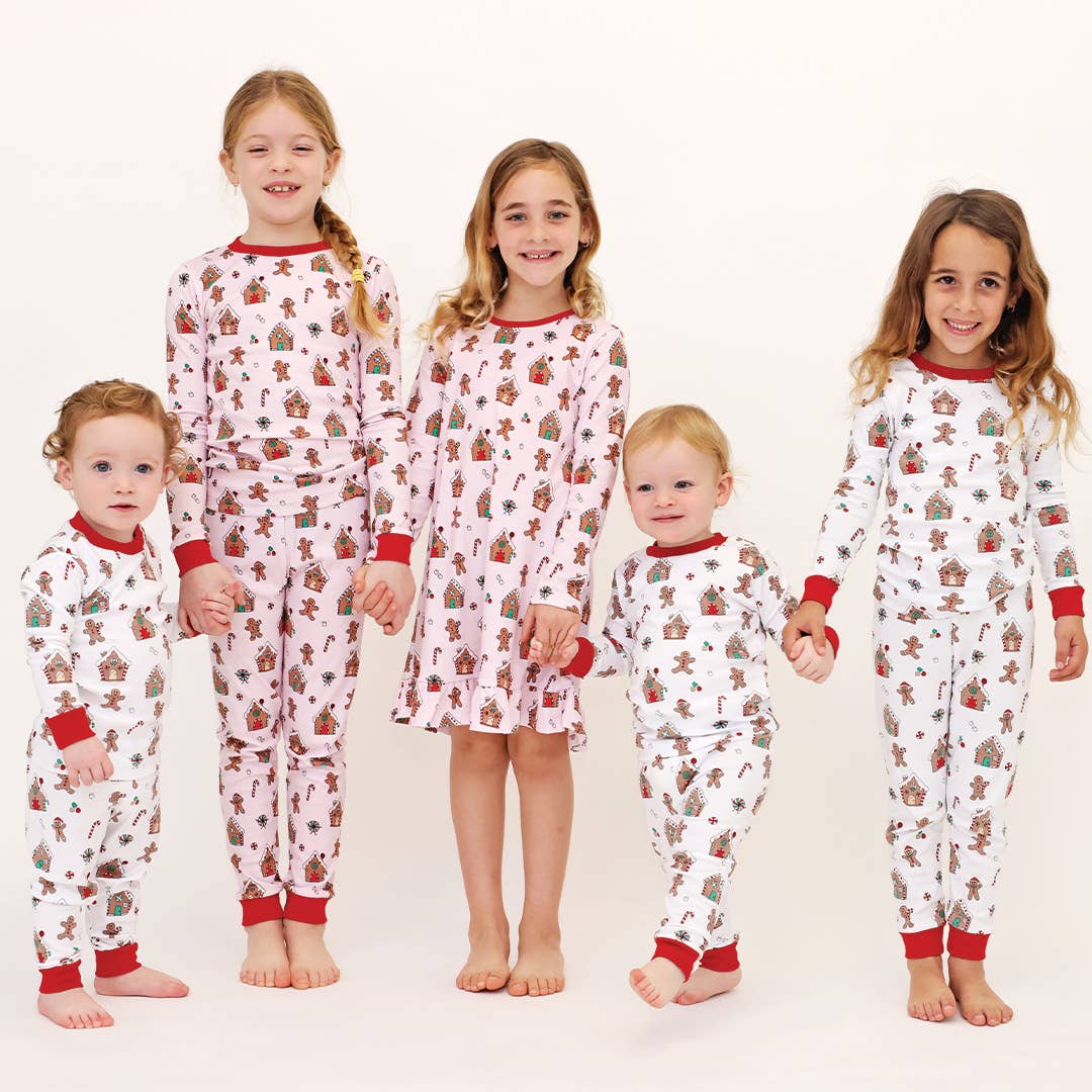 Gingerbread World Two Piece Pajama in Pink