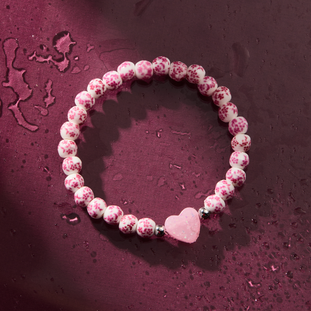 PETITE HOLY WATER PORCELAIN HEART BRACELET: Waterproof Gold
