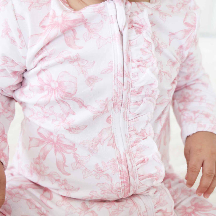 Fancy Frills Ruffle Zipper Footie: Newborn