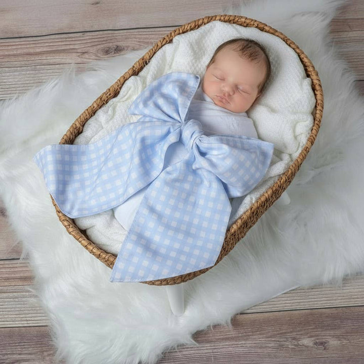 Newborn Swaddle Sash Maternity Sash with Big Bowknot Plaid: Pink