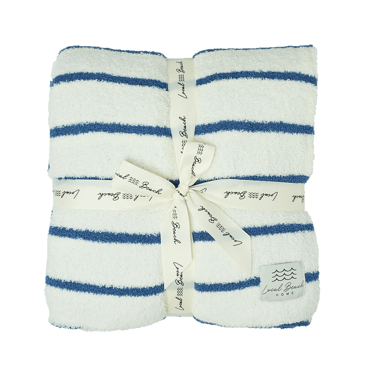 Striped Luxe Home Blanket: Taupe/Cream