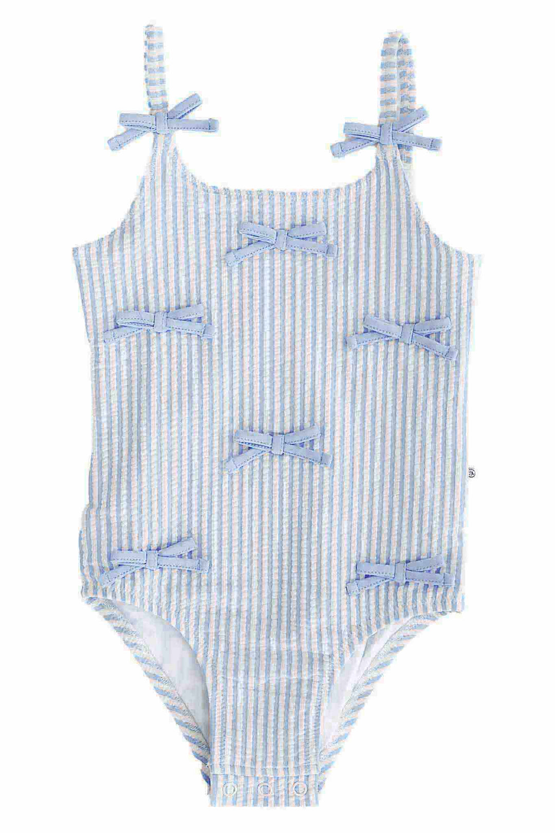 Tiny Bows One Piece | Seersucker Blue: 6-12 months
