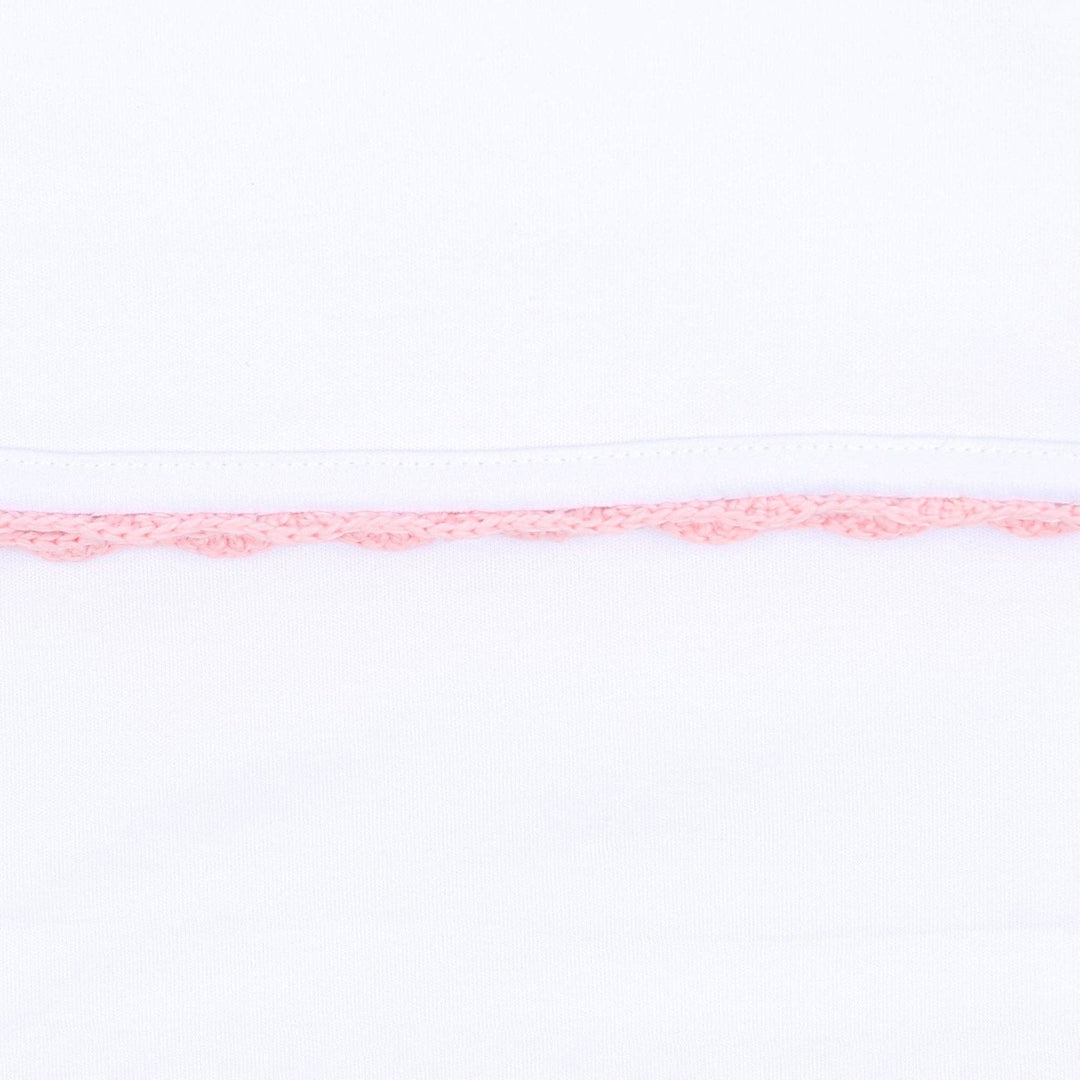 Baby Joy Footie with Pink Crochet Trim: 3 Months
