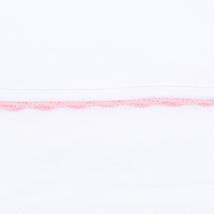 Baby Joy Footie with Pink Crochet Trim: 3 Months