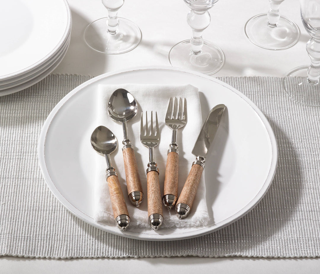 Bark Wood Flatware, Set of 5: Ecru
