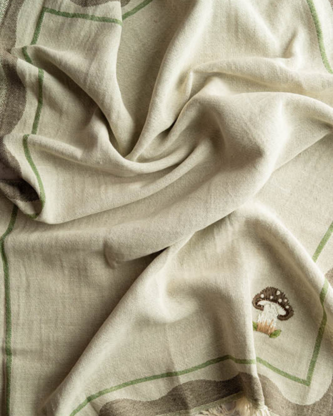 Mushroom Hand-Stitched Towel Set