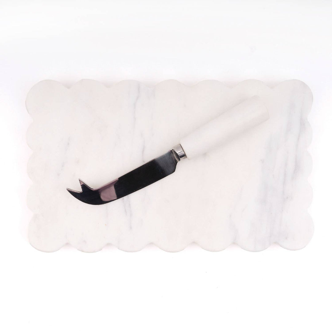 White Marble Scalloped Cheese Board