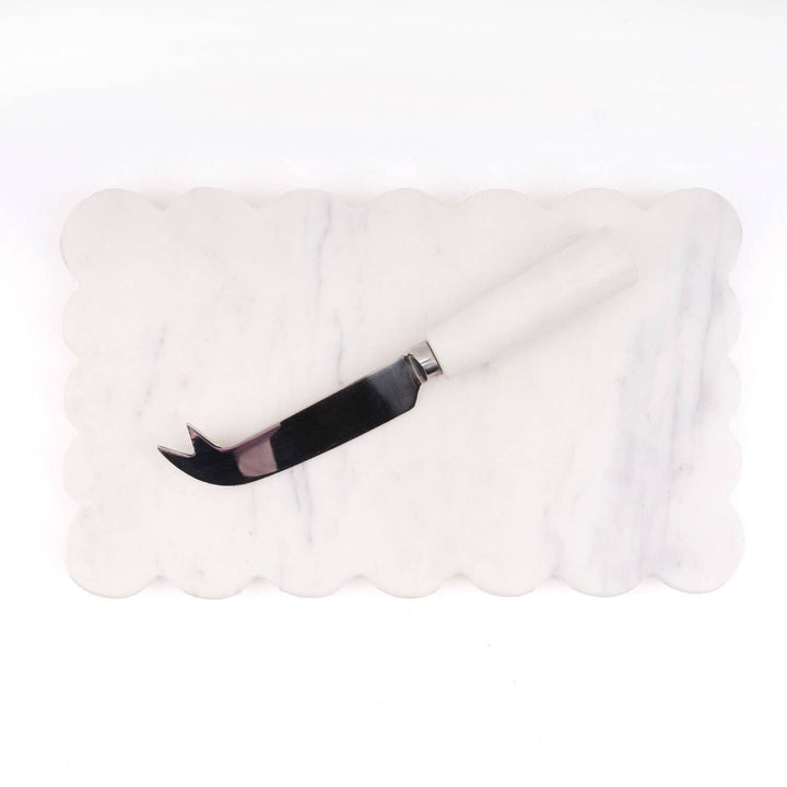 White Marble Scalloped Cheese Board