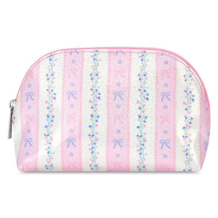 Floral Stripes Oval Cosmetic Bag