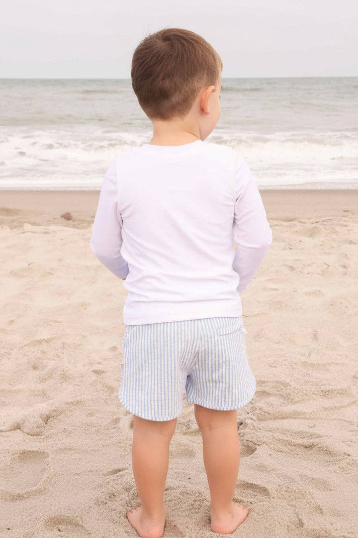 Boy's Swim Trunks | Seersucker Blue  0-3 months
