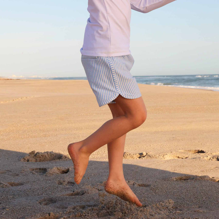 Boy's Swim Trunks | Seersucker Blue 3-6 months