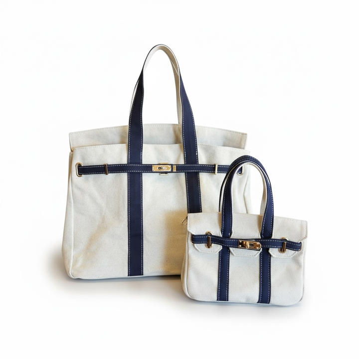 BOATKIN Large The Luxe Signature Tote- Navy