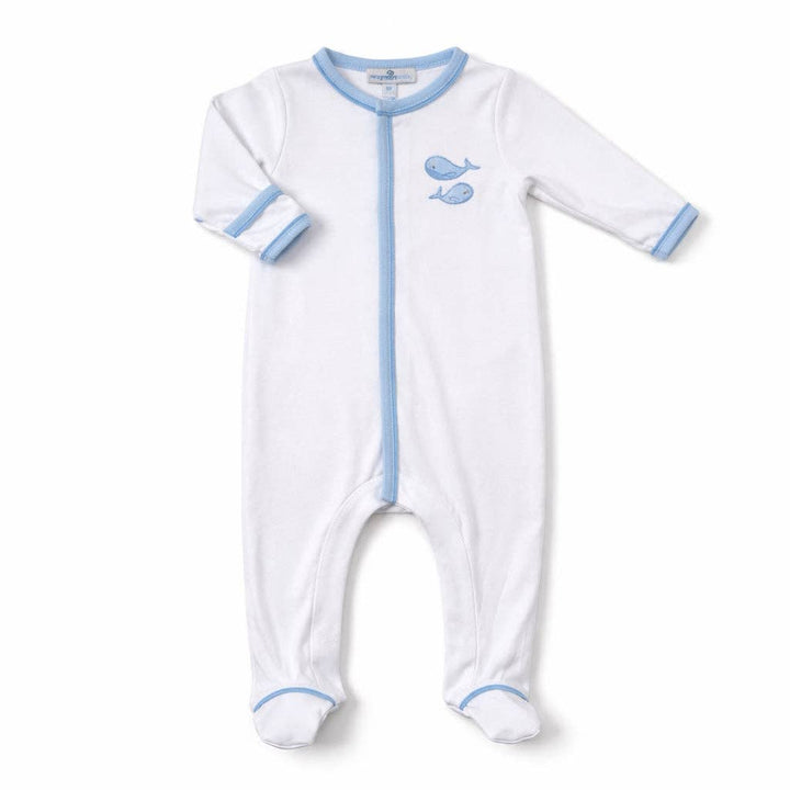 Azure Whales Footie - Light Blue