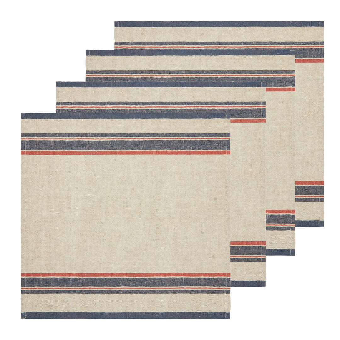 Antibes Natural & Red Napkin, Set of 4: Natural Red