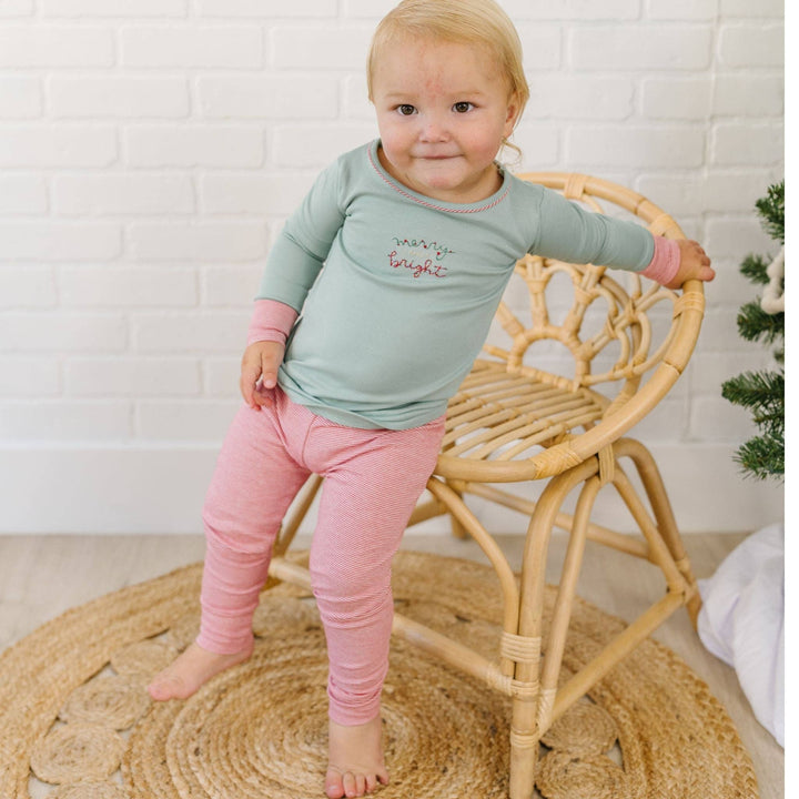 Merry and Bright Embroidered Long Pajamas