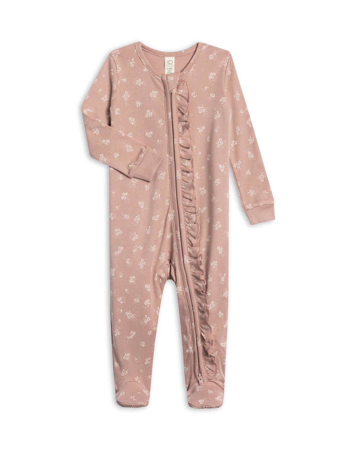 Neve Ruffle Zipper Footie: Hayden / Denim + Mist