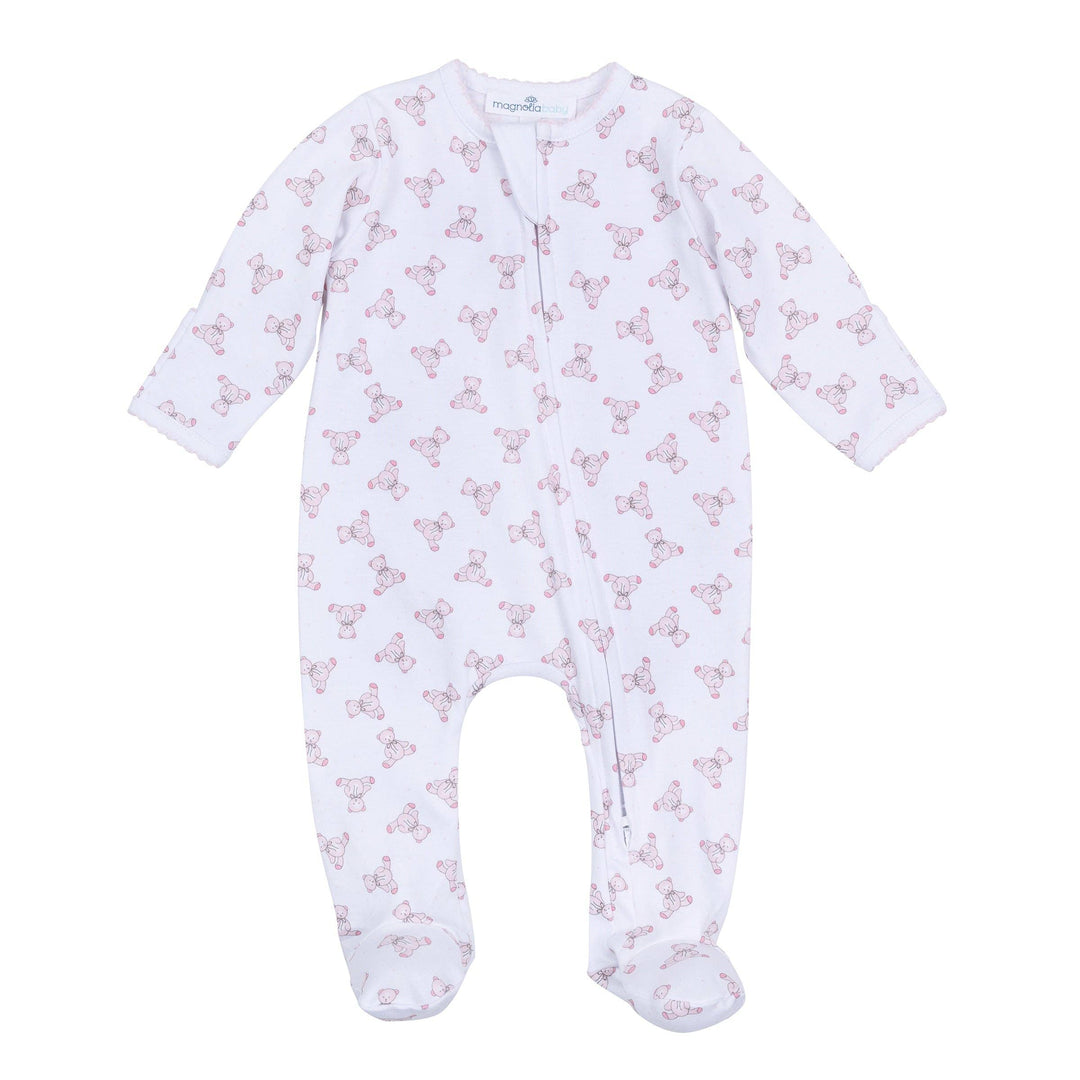 Baby's Teddy Zip Footie - Pink: 3 Months