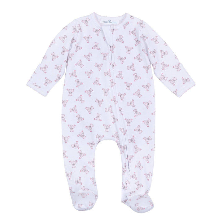 Baby's Teddy Zip Footie - Pink: 3 Months