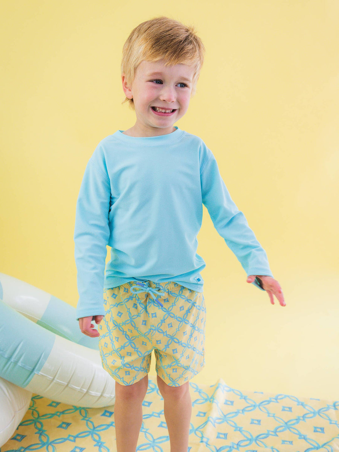 Boys Banana Coastal Charm Performance Hybrid Swim Trunks
