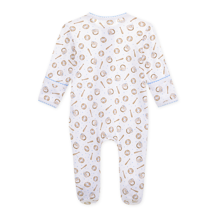 Precious Lil' Sluggers Print Zip Footie - Light Blue