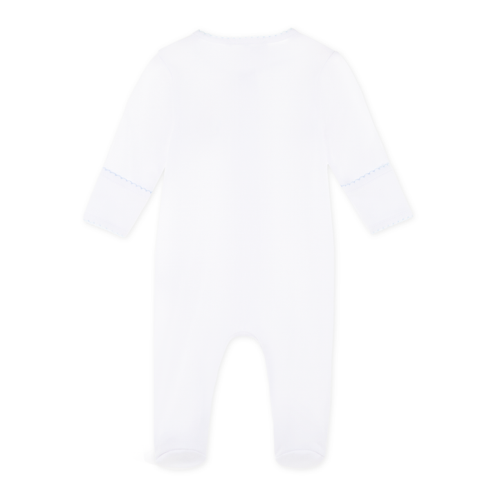 Noah's Ark Hand-Embroidered  Footie - Light Blue