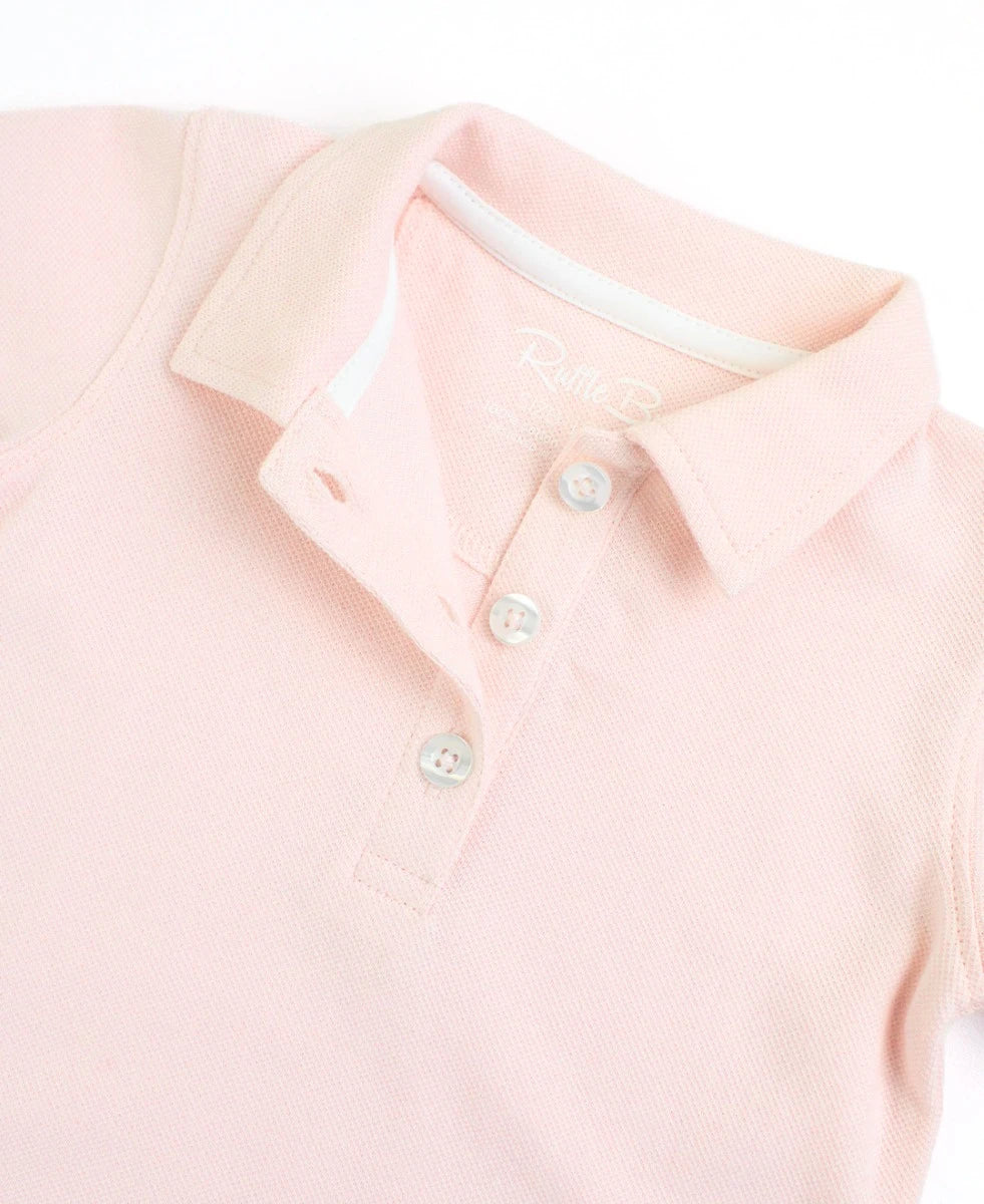 Pale Pink Pique Polo Short Sleeve Dress- Rufflebutts