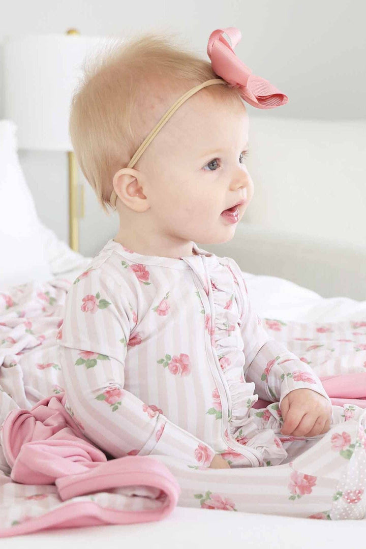 Rosy & Cozy Ruffle Zipper Footie: 3-6 months
