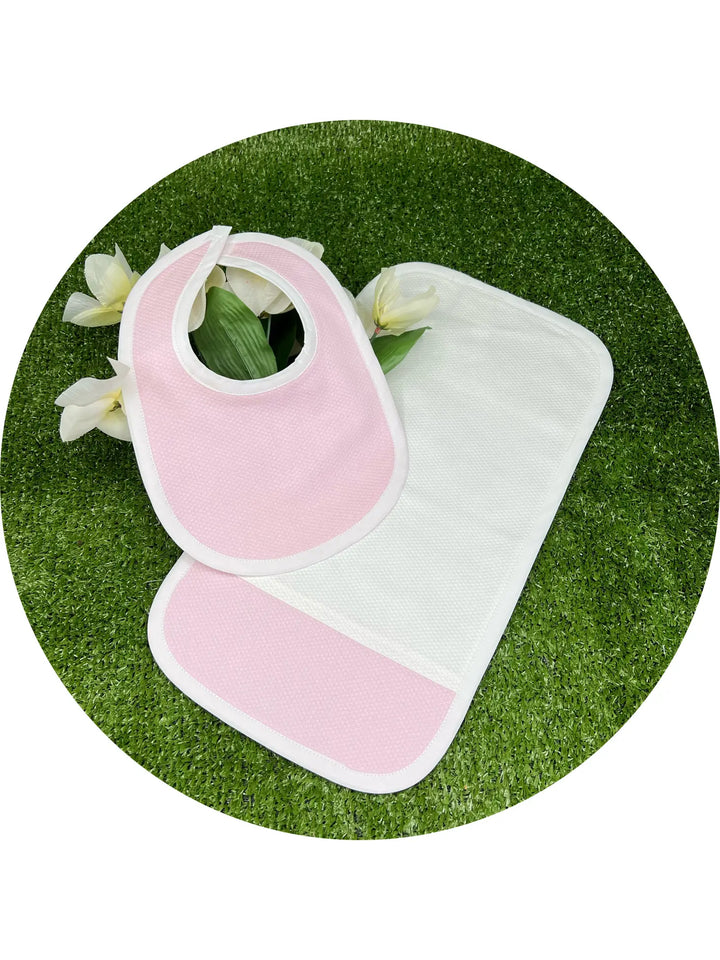 Cotton Pique Bib and Burp Set